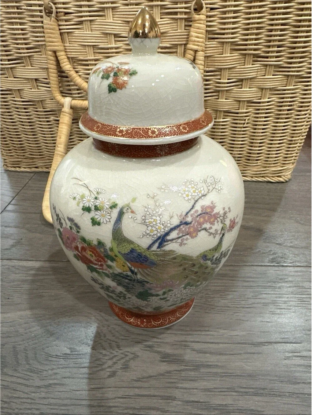 Vintage 1950s Japanese Satsuma Porcelain Ginger Jar Excellent Condition 8